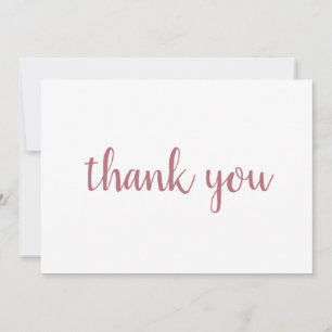 Carte De Remerciements Rose Gold Blanc Élégant Moderne Écriture simple