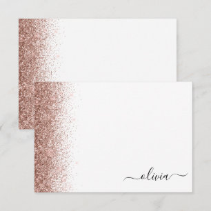 Carte De Remerciements Rose Gold Blush Pink Parties scintillant Script Mo