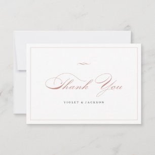 Carte De Remerciements Rose Gold Classic Élégance Script Simple