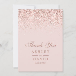 Carte De Remerciements Rose Gold Confetti Blush Pink Mariage moderne