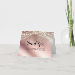 Carte De Remerciements Rose Gold Pailleté et Lumières Mariage Remerciemen