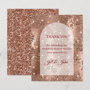 Carte De Remerciements Rose Gold Pailletés Arche Mariage Remerciement Dou