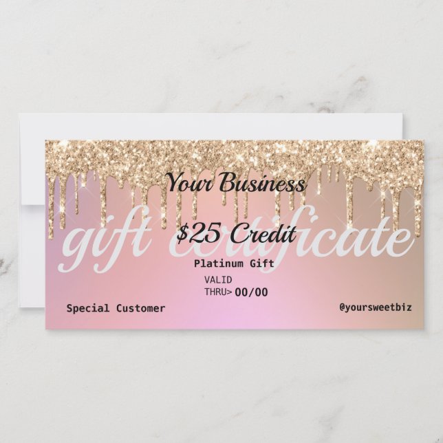 Carte De Remerciements Rose Gold Parties scintillant Dérive Ombre Certifi (Devant)