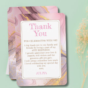 Carte De Remerciements Rose Gold parties scintillant rose girly anniversa