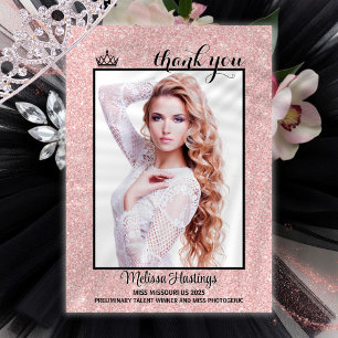 Carte de remerciements rose Gold Tuxedo Pageant