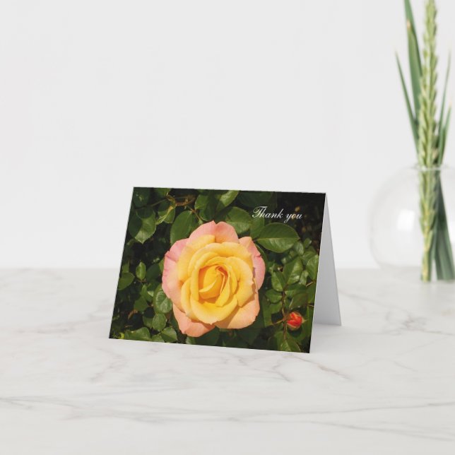 Carte de remerciements rose jaune (Devant)