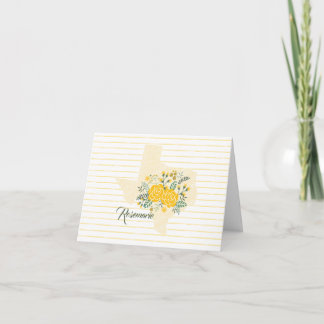 Carte De Remerciements Rose jaune du Texas - Gingham State avec des roses