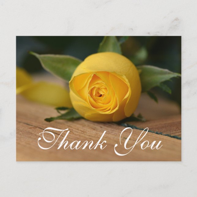 Carte de remerciements rose jaune Script (Devant)