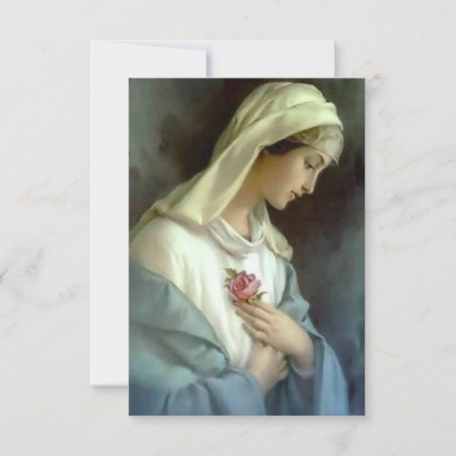 Carte De Remerciements Rose mystique Vierge Marie Mémoriare Prière Sainte (Devant)