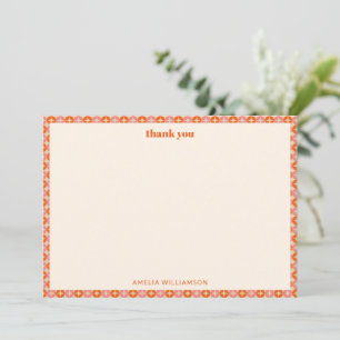 Carte De Remerciements Rose Orange Groovy Rétro Mariage Personnalisé Show