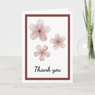 Carte De Remerciements Rose Pâle Floral Élégant Minimal Doux Botanique