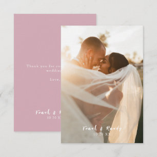 Carte De Remerciements Rose photo minimaliste moderne Dusty