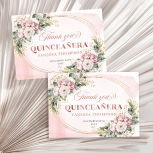 Carte De Remerciements Rose Poussiéreuse Bohème Floral Eucalyptus Quince