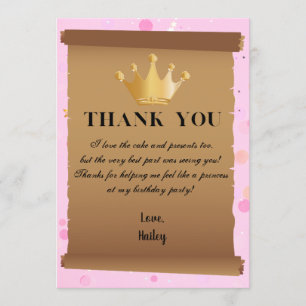 Carte de remerciements rose princesse