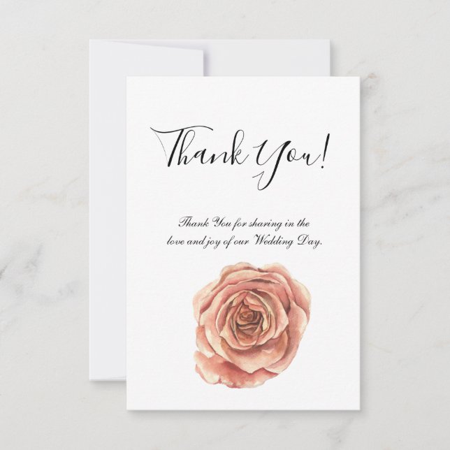 Carte de remerciements rose rose (Devant)