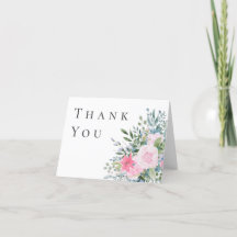 Carte de remerciements rose rose