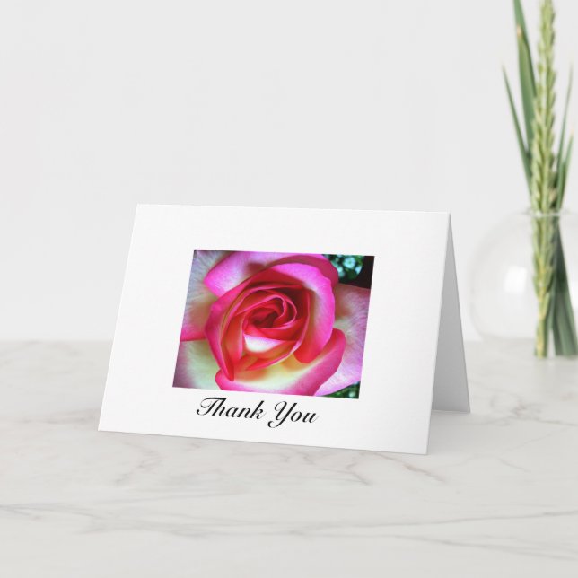 Carte De Remerciements Rose rose et blanc (Devant)