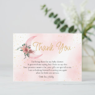 Carte De Remerciements Rose rose or Nous sommes au-dessus du baby shower 