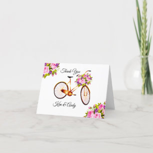Carte De Remerciements Rose rose Sur Vélo