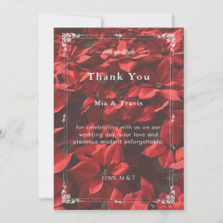 Carte De Remerciements Rose Rouge Romantique | Floral Élégant Modifiable