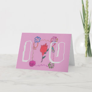 Carte De Remerciements Rose rouge sur rose : Art Floral Frontière Imprime