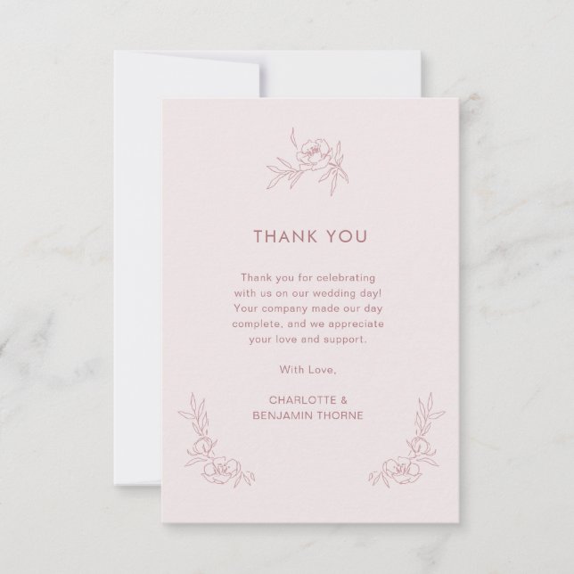 Carte de remerciements rose simple (Devant)