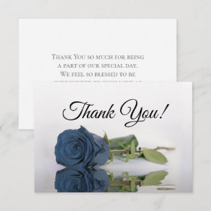 Carte De Remerciements Rose Simple Mariage Miroir Acier Bleu Élégant