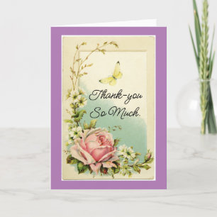 Carte de remerciements Rose vintage