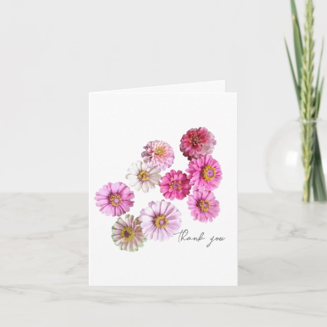 Carte de remerciements rose Zinnia (Devant)