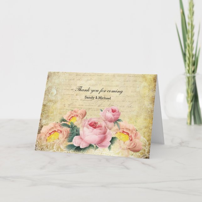 Carte De Remerciements Roses Anciens (Devant)