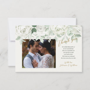 Carte de remerciements Roses blanches