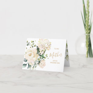 Carte De Remerciements Roses blanches à ma mère le jour de mon mariage