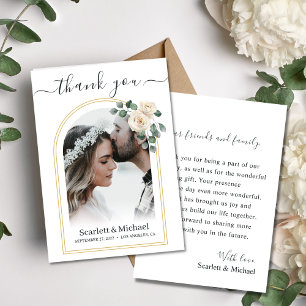 Carte De Remerciements Roses blanches Mariage Floral Romantique de Printe
