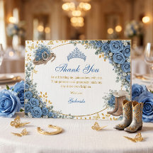 Roses bleues occidentales Quinceañera Country doré