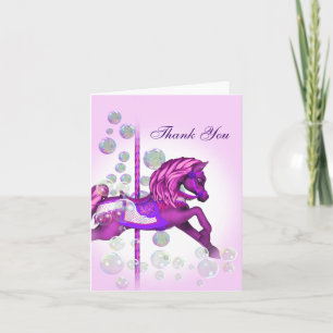 Carte De Remerciements Roses Bubbles Carousel Pony Thank You Cards