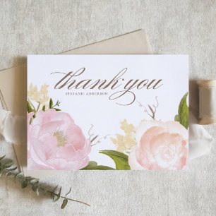 Carte De Remerciements Roses de jardin rose saumon Botanique Diplômé