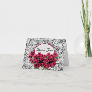 Carte De Remerciements Roses et dentelle