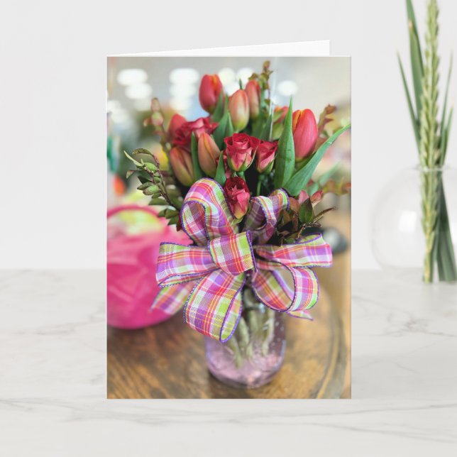 Carte De Remerciements Roses et tulipes (Devant)