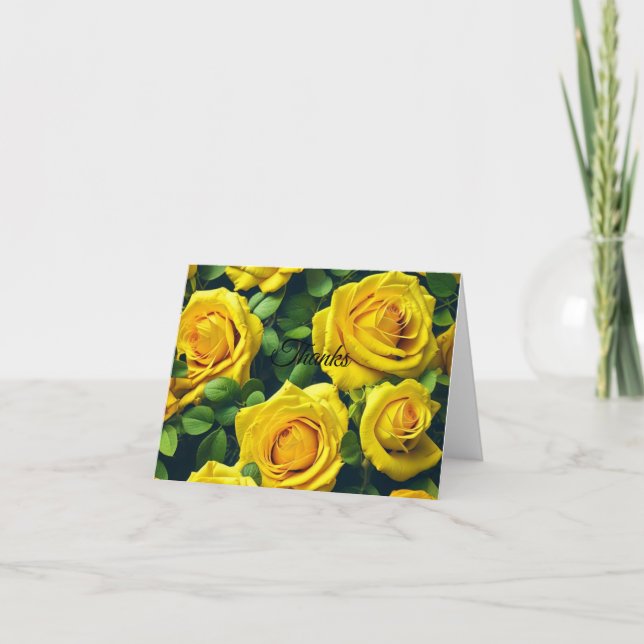 Carte De Remerciements Roses jaunes (Devant)
