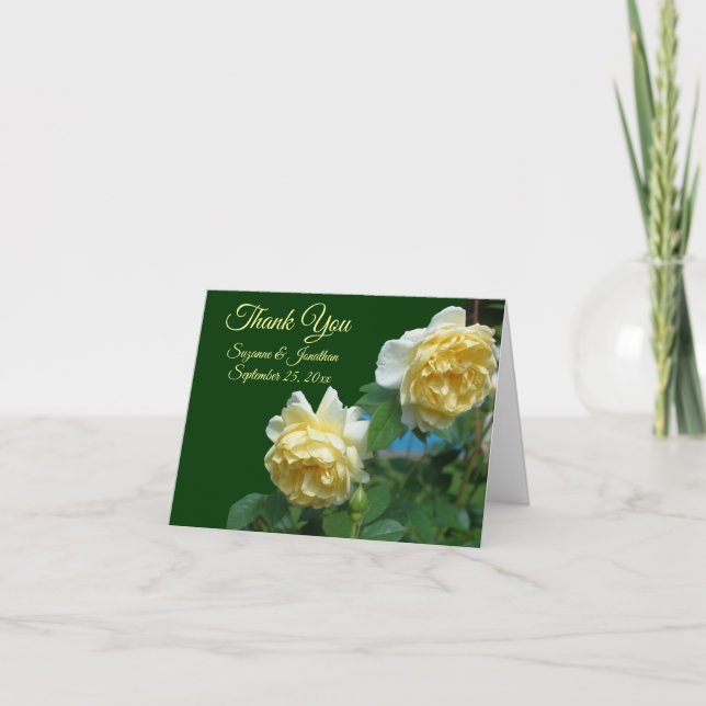 Carte De Remerciements Roses Jaunes Floral Mariage personnalisé (Devant)