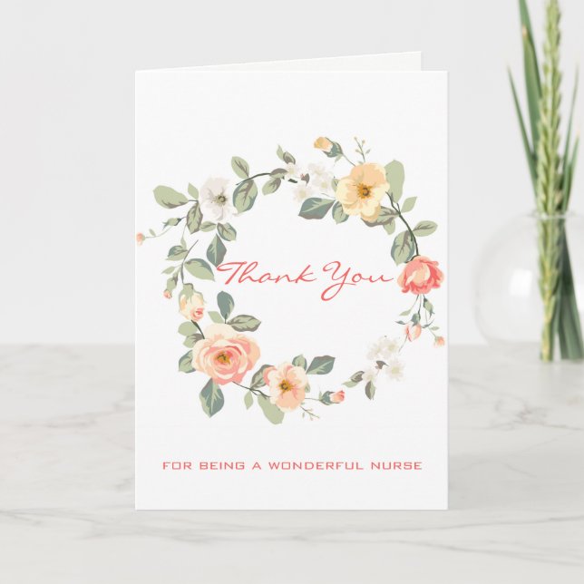 Carte De Remerciements Roses Rose Et Beige (Devant)