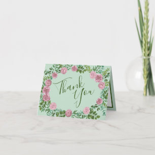 Carte De Remerciements Roses roses Jardin Printemps Mariage