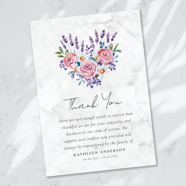 Carte De Remerciements Roses roses rose Sympathie florale Funérailles (Créateur téléchargé)