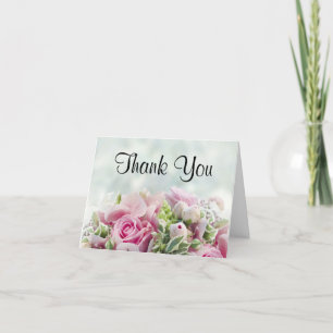 Carte De Remerciements Roses Roses Roses Roses & Peony Buds Élégant Simpl