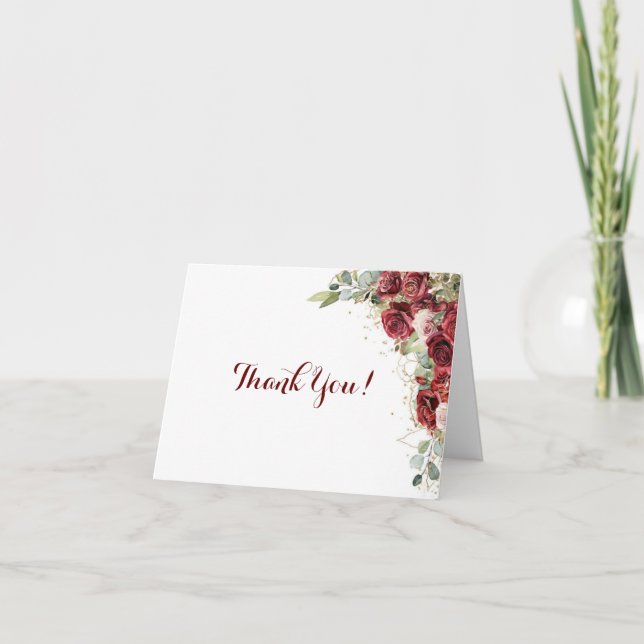 Carte De Remerciements Roses Rouge Et Rose (Devant)