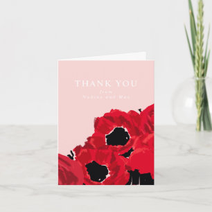 Carte De Remerciements Roses rouges abstraites et pavots