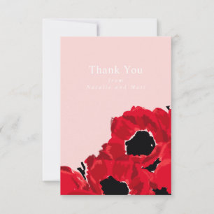 Carte De Remerciements Roses rouges Abstraites et pavots