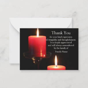 Carte de remerciements rouge aux chandelles