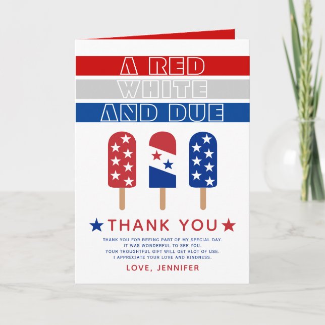 Carte De Remerciements Rouge blanc et 4 juillet baby shower (Devant)
