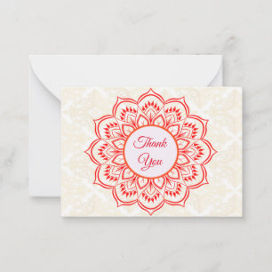 Carte de remerciements rouge de Mandala